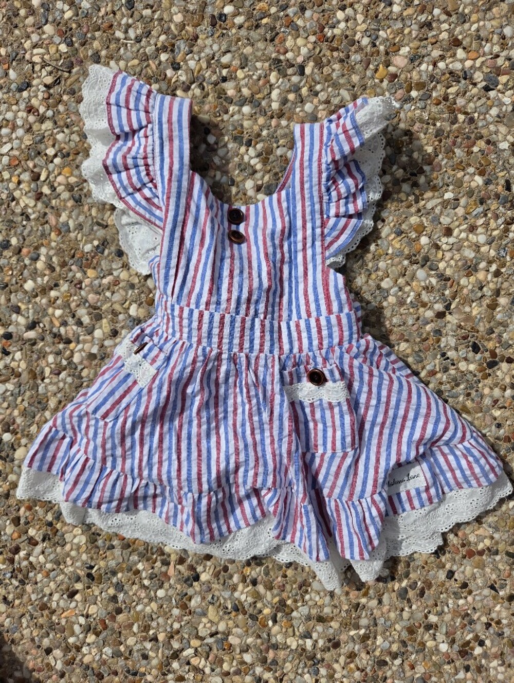 Makena Lane Pinafore Americana Dress Size 4 Red White Blue Stripes
